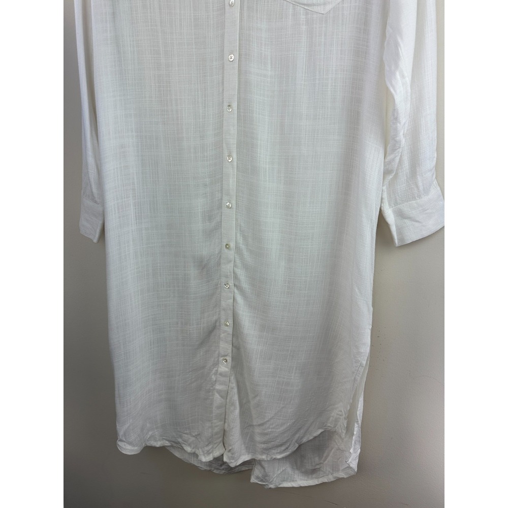 L*SPACE Barcelona Dress White Shirt Dress Coverup Button Up Pocket XS/S *No Belt - Picture 5 of 10